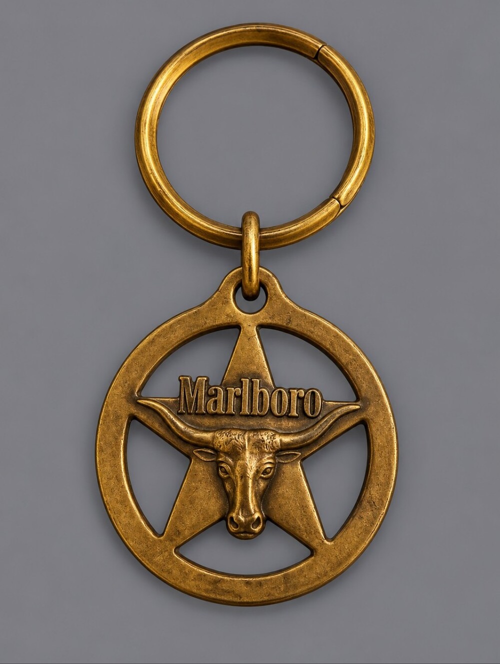 3/$30 Vtg Marlboro Brass Bull Emblem Keychain